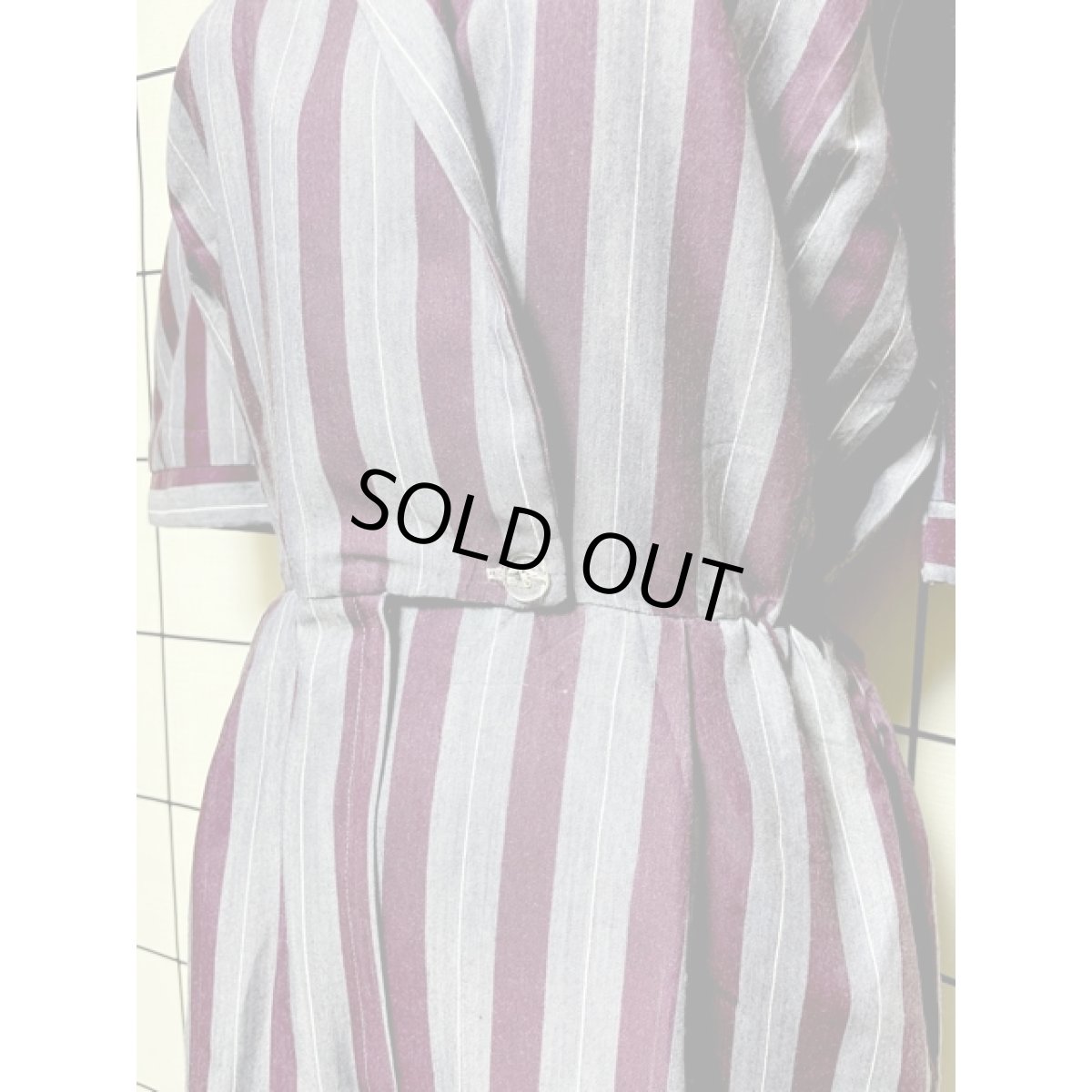 画像11: ストライプ ウエストゴム レトロ USA古着 ヴィンテージオールインワン (11)