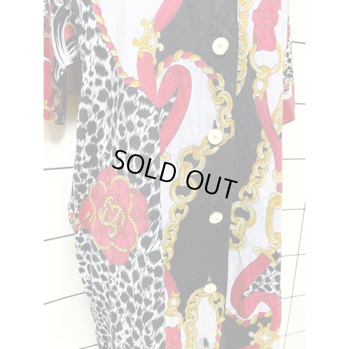 画像7: Italy製 スカーフ柄 前開き レトロ ヨーロッパ古着 ヴィンテージワンピース (7)