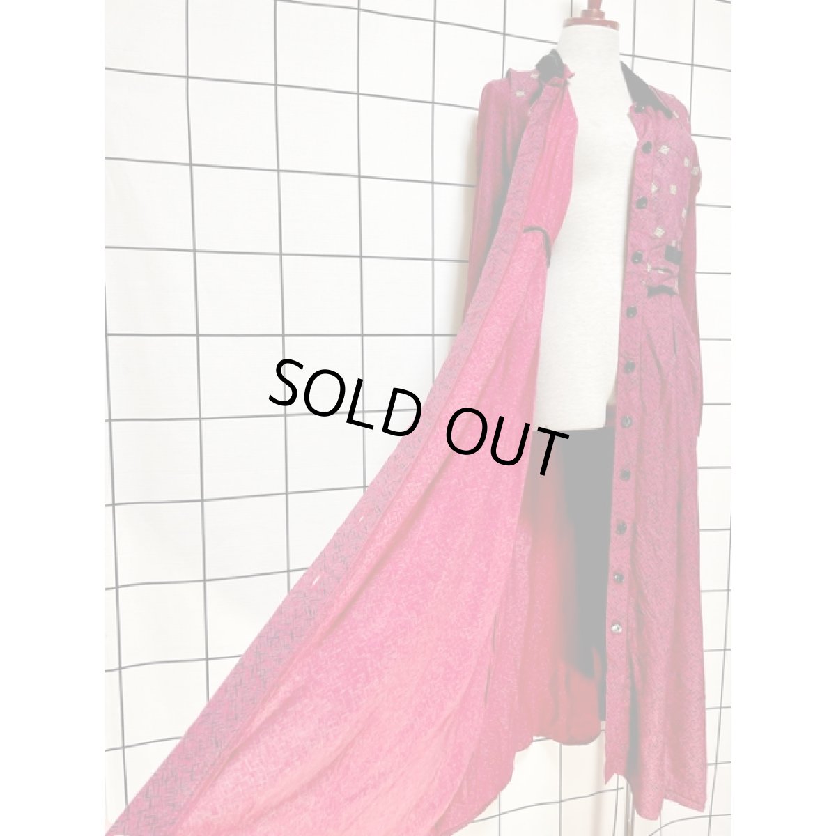 画像11: ベロア襟 レイヤード調 バックリボン レトロ USA古着 ヴィンテージワンピース (11)