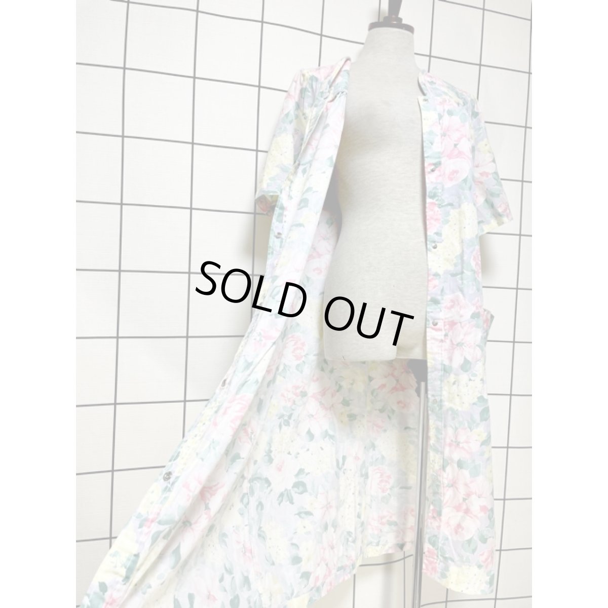 画像10: 花柄 前開き ホック式 レトロ USA古着 ヴィンテージワンピース (10)