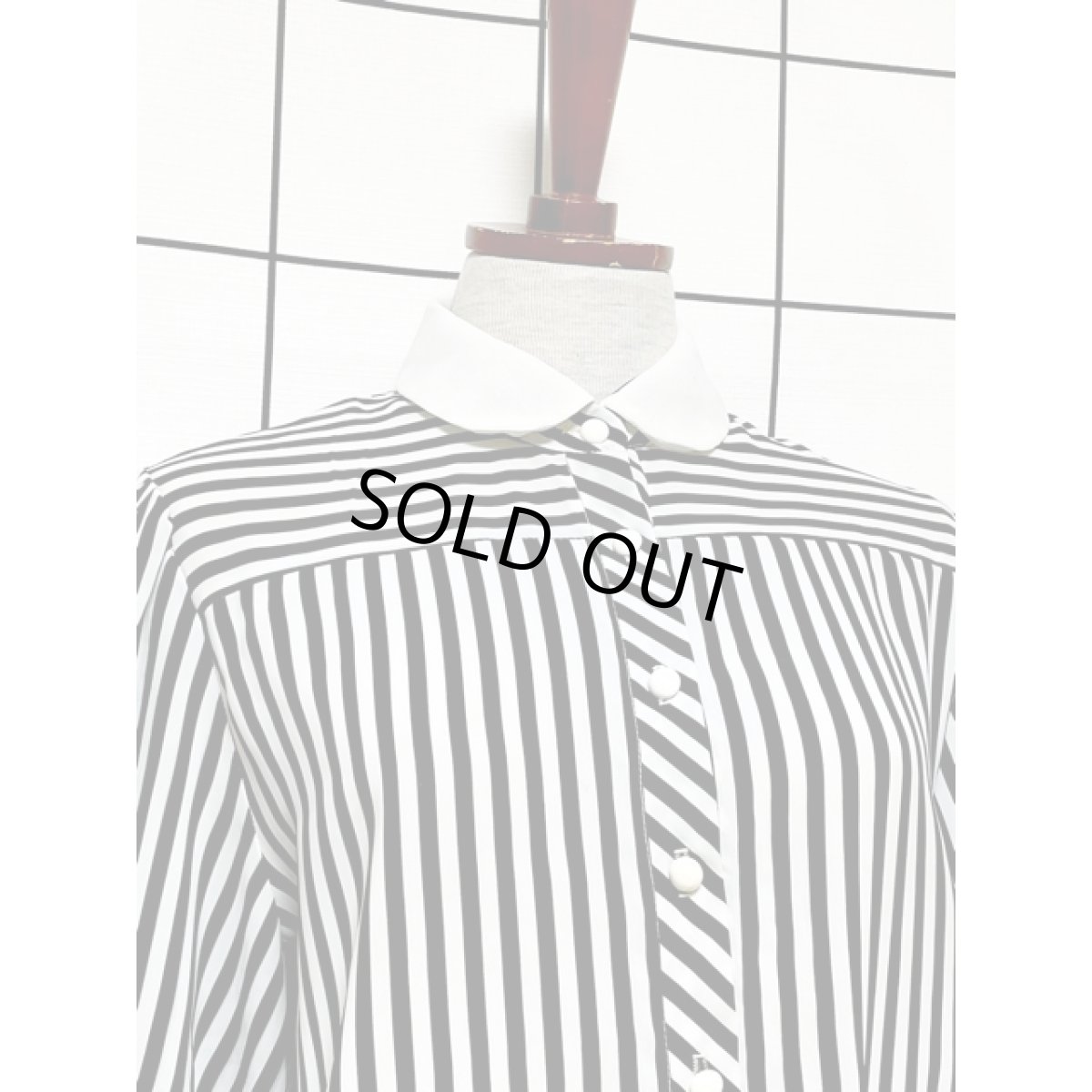 画像5: モノクロ ストライプ ウエストゴム レトロ USA古着 ヴィンテージワンピース (5)