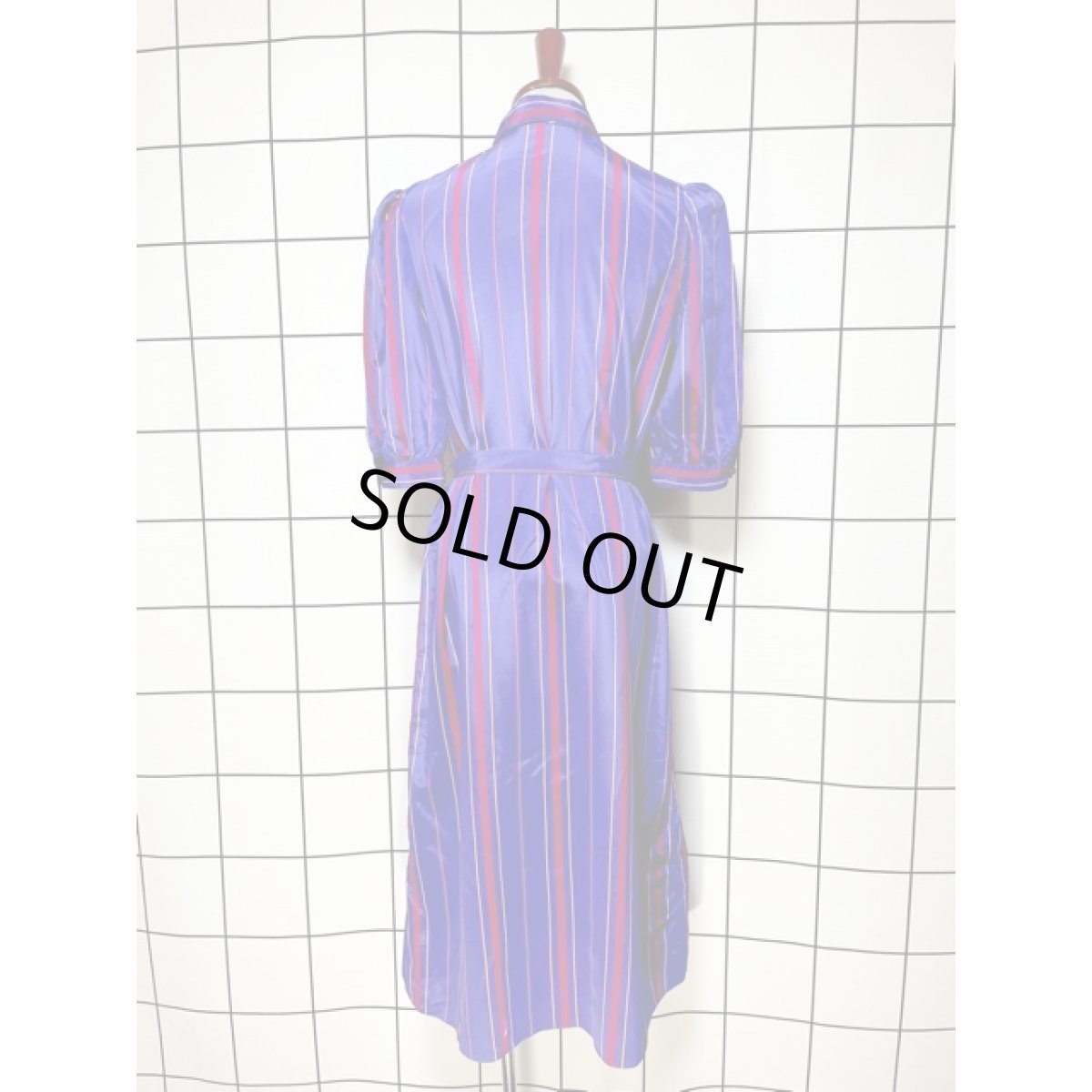 画像2: ダブルリボン ストライプ 前開き レトロ USA古着 ヴィンテージワンピース (2)