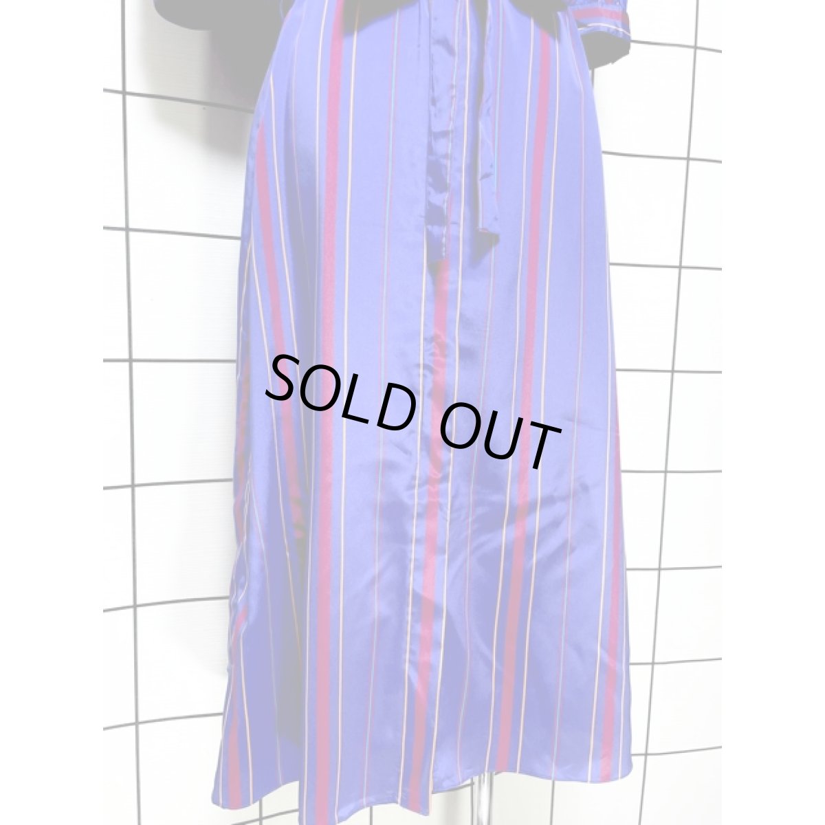 画像9: ダブルリボン ストライプ 前開き レトロ USA古着 ヴィンテージワンピース (9)