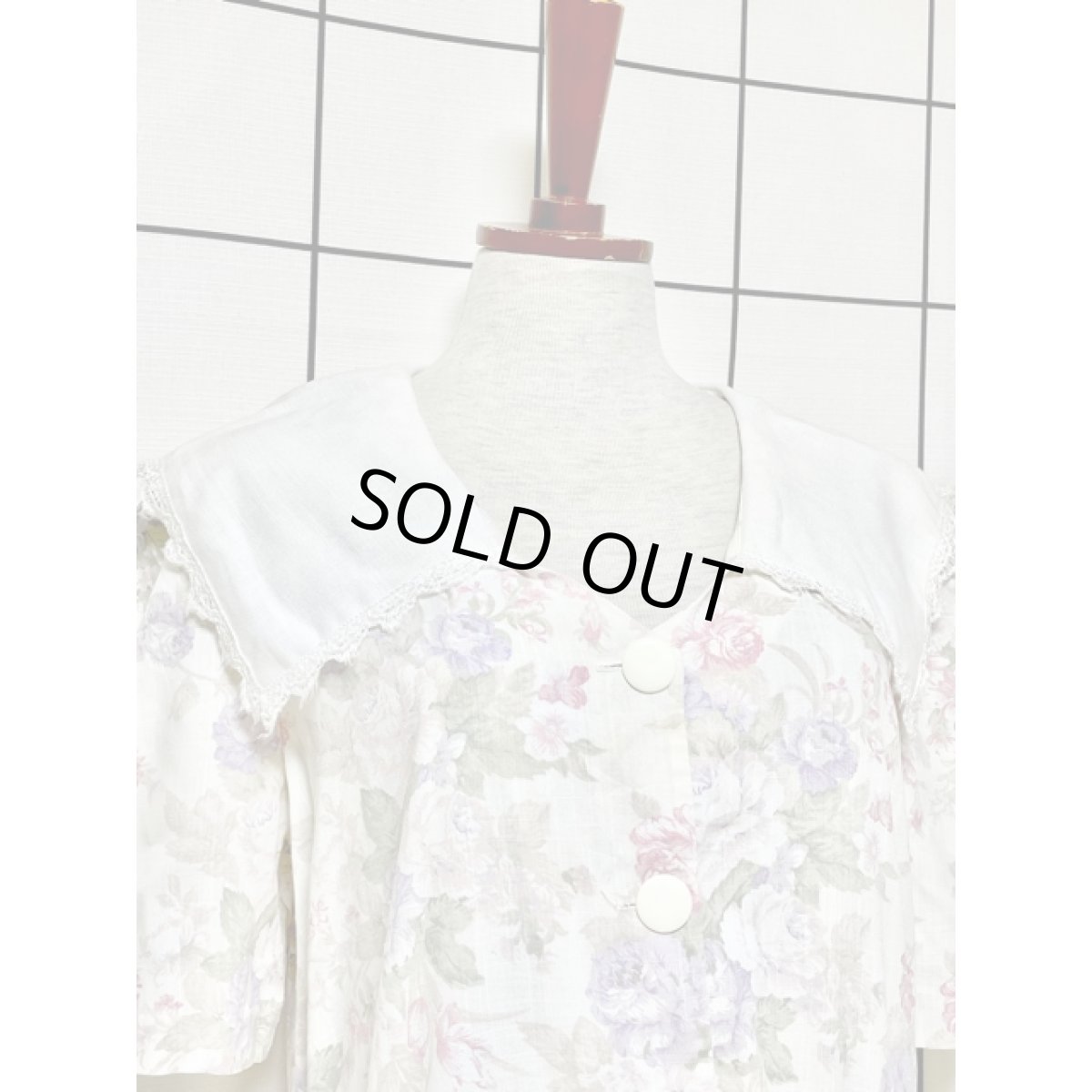 画像6: セーラー襟 花柄 ウエストゴム レトロ USA古着 ヴィンテージワンピース (6)