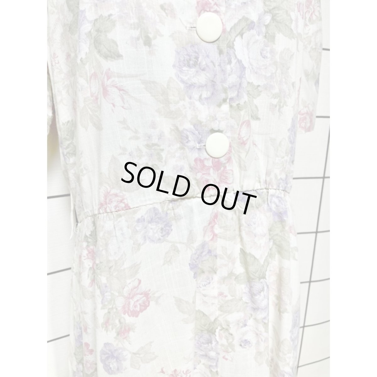 画像8: セーラー襟 花柄 ウエストゴム レトロ USA古着 ヴィンテージワンピース (8)