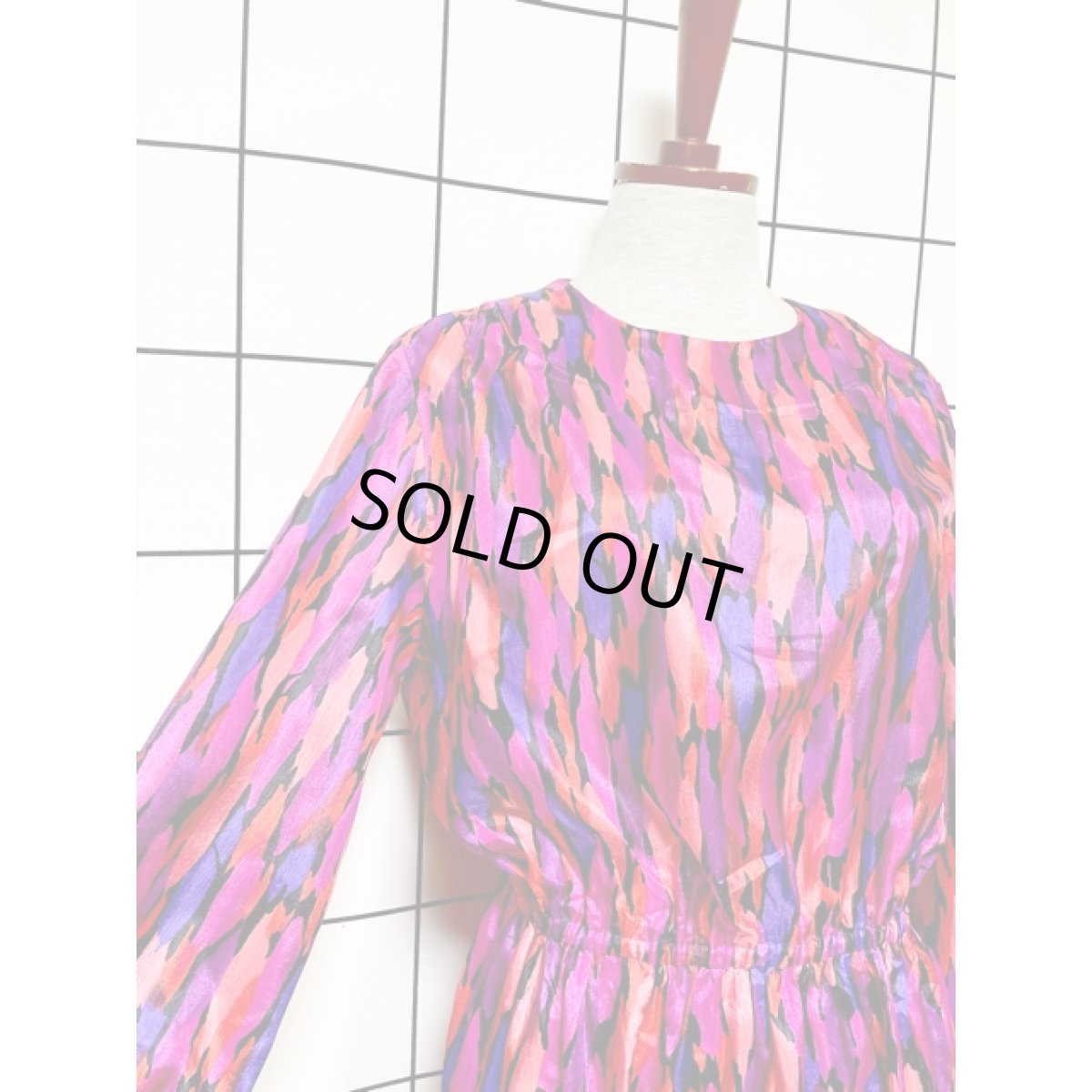 画像6: アート柄 ウエストゴム レトロ USA古着 ヴィンテージワンピース (6)