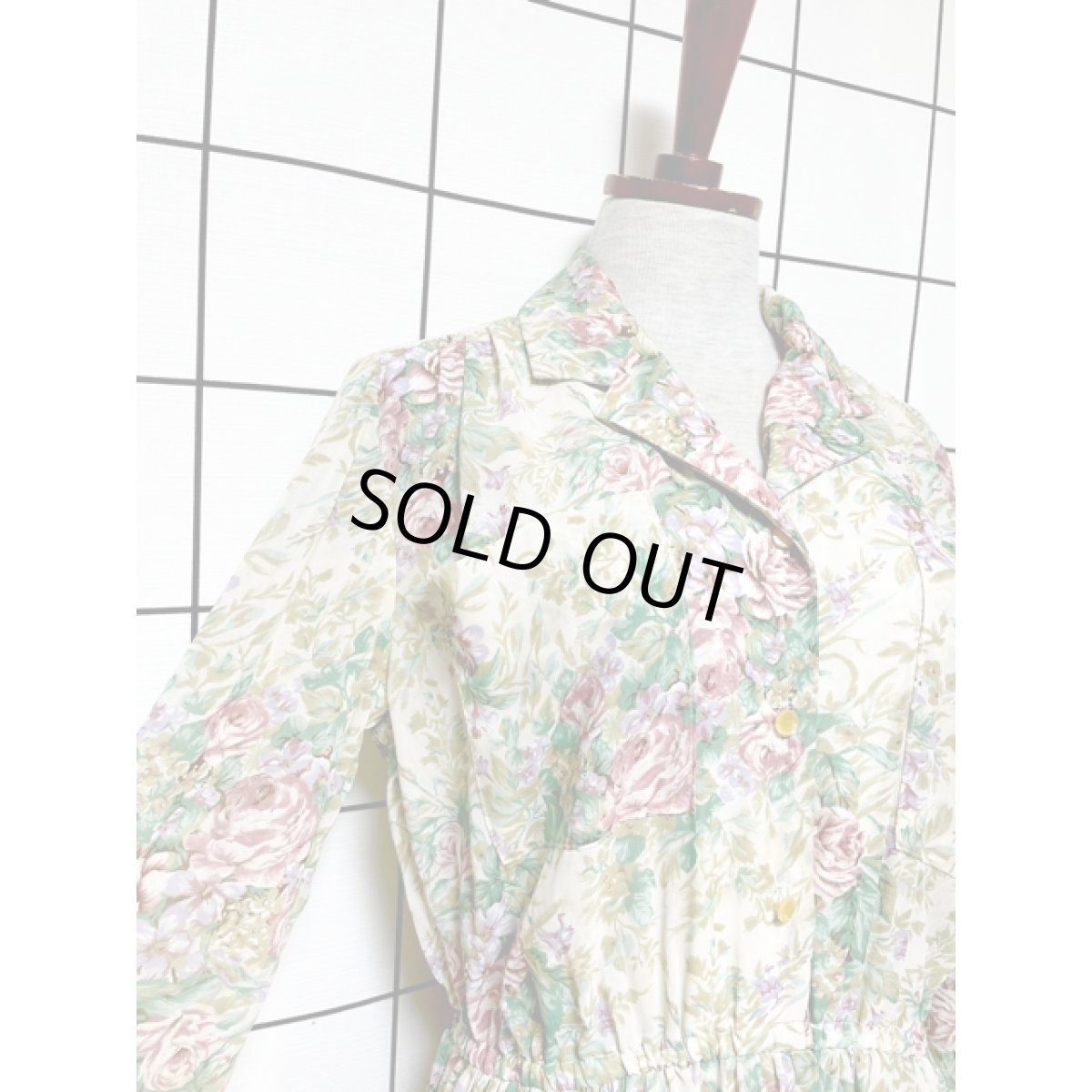 画像6: 総花柄 ウエストゴム レトロ USA古着 ヴィンテージワンピース (6)