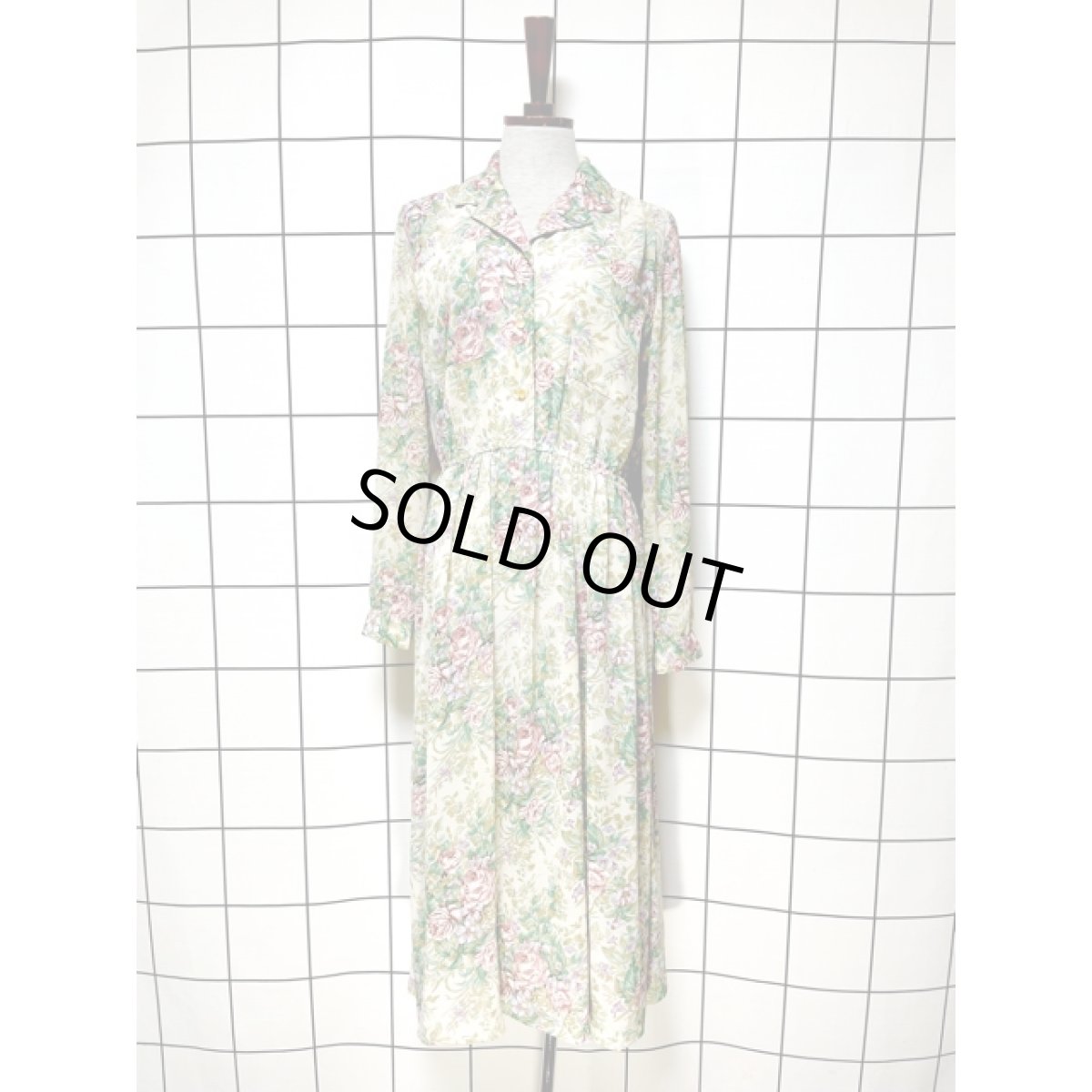 画像1: ★★50％OFF BIGSALE 対象商品★★ 総花柄 ウエストゴム レトロ USA古着 ヴィンテージワンピース (1)