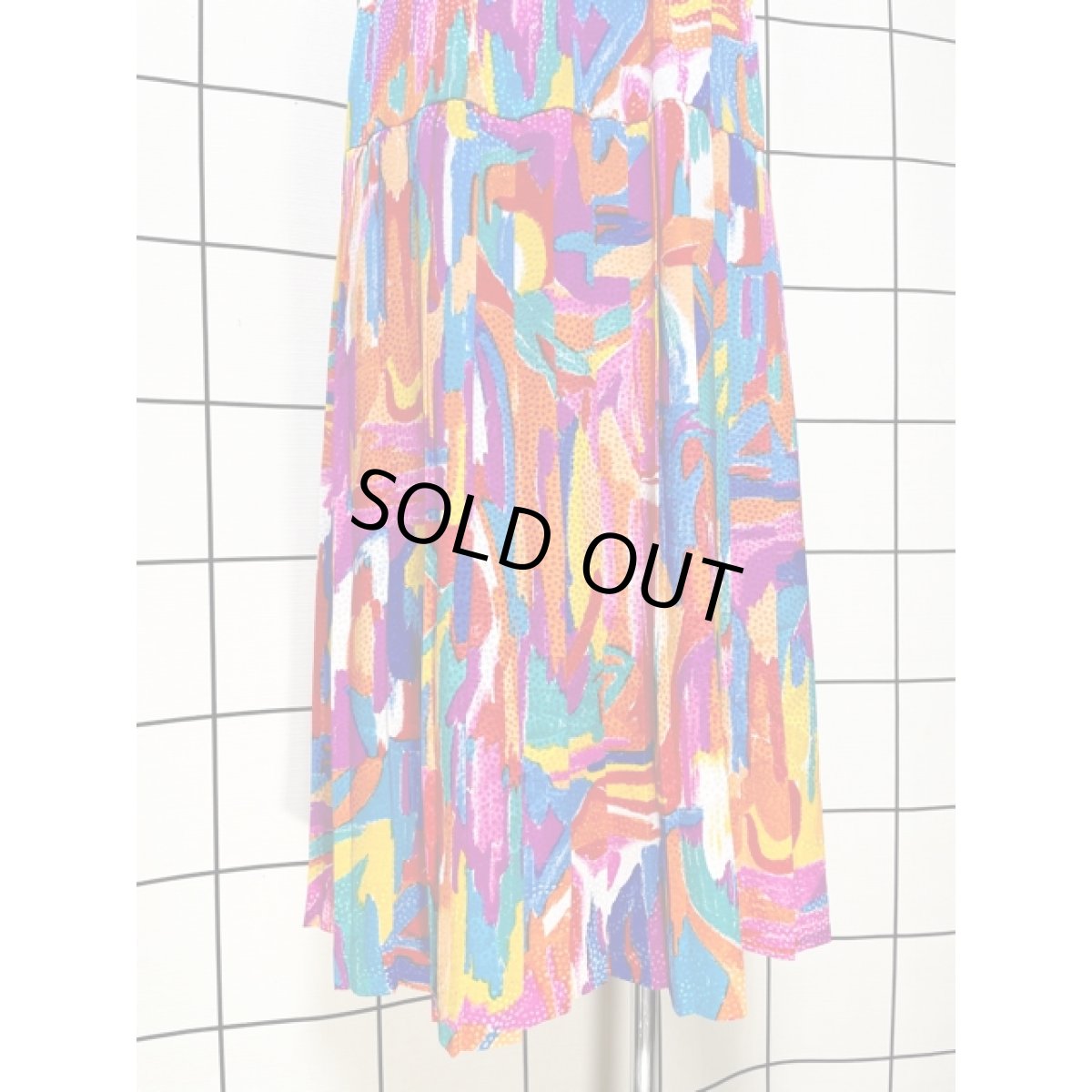 画像3: プリーツ カラフル アート柄  ドット織り ウエストゴム レトロ USA古着 ヴィンテージスカート (3)