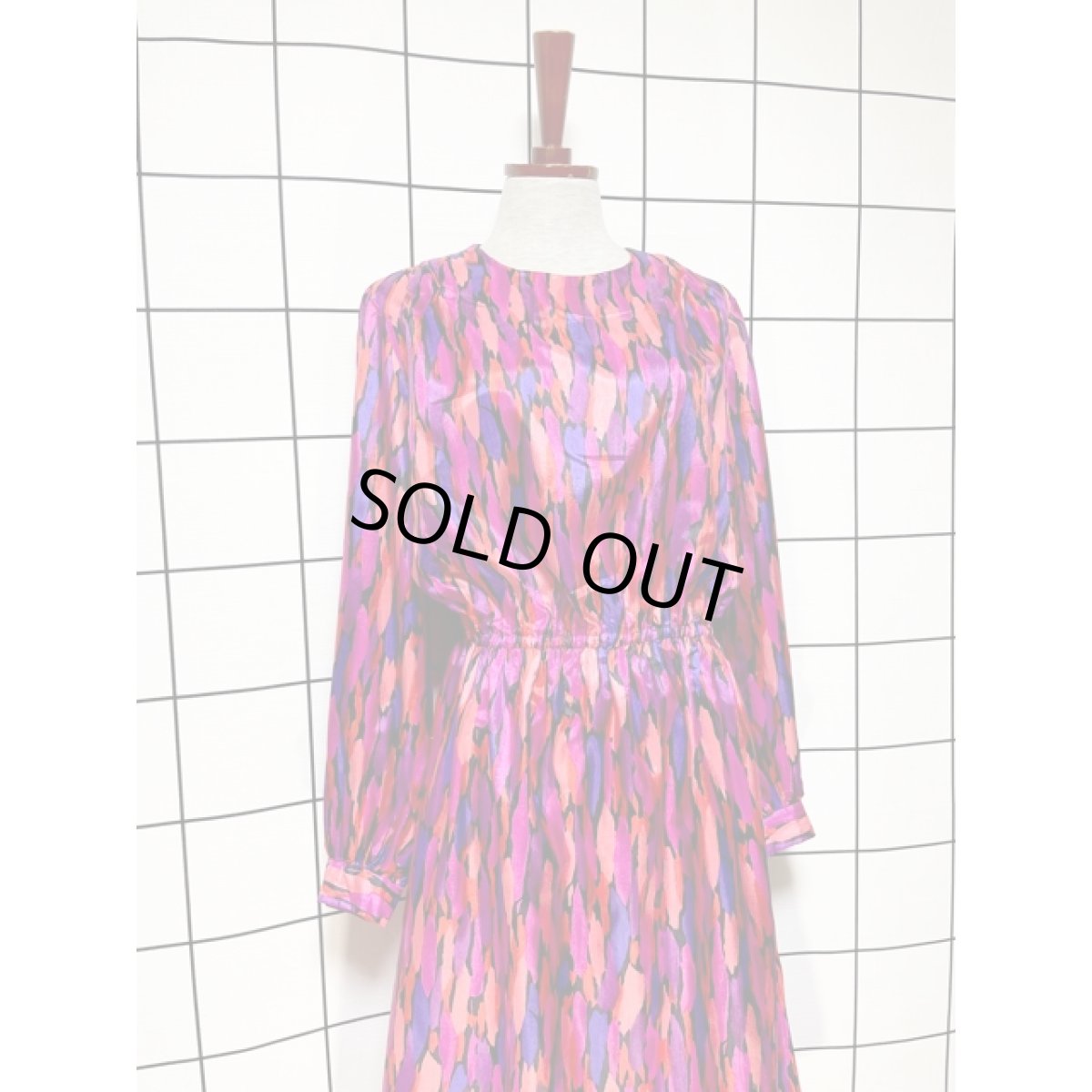 画像3: アート柄 ウエストゴム レトロ USA古着 ヴィンテージワンピース (3)