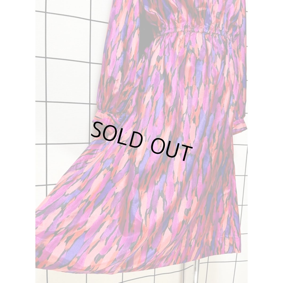 画像9: アート柄 ウエストゴム レトロ USA古着 ヴィンテージワンピース (9)