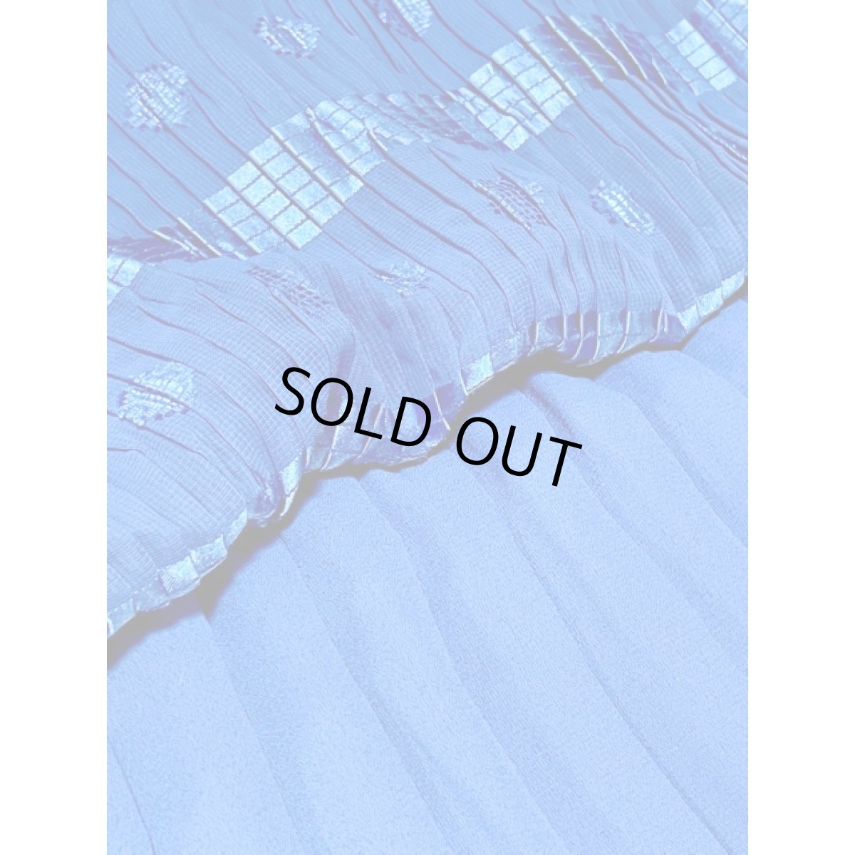 画像13: ボーダー 織りデザイン ブルー プリーツ切り替え ウエストゴム レトロ USA古着 ヴィンテージワンピース (13)