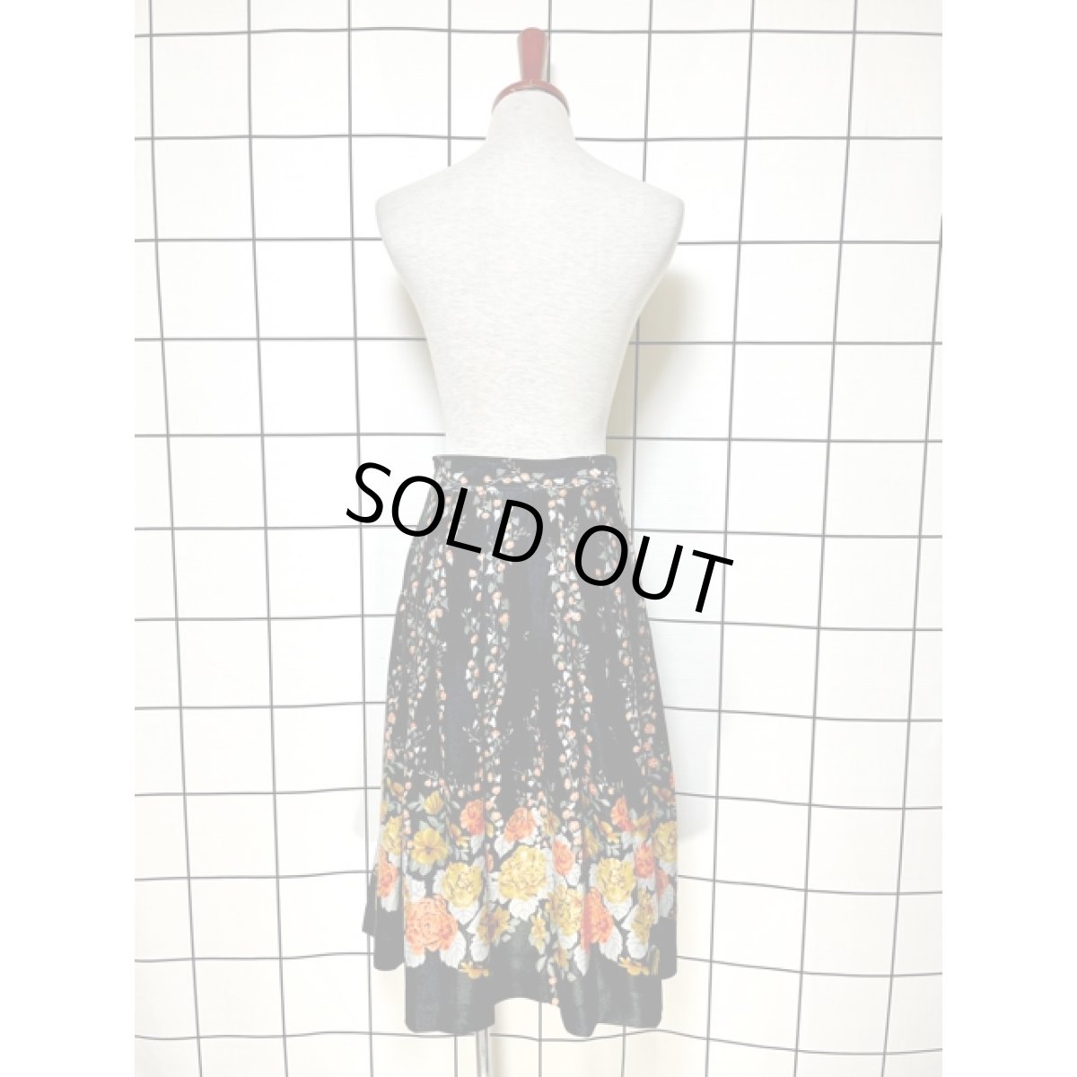 画像6: 花柄 ブラック レトロ USA古着 ヴィンテージスカート (6)