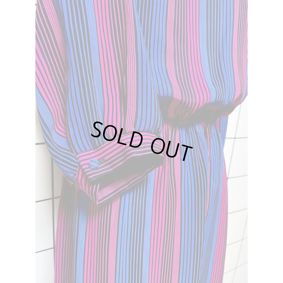 画像7: ストライプ ウエストゴム レトロ USA古着 ヴィンテージワンピース (7)