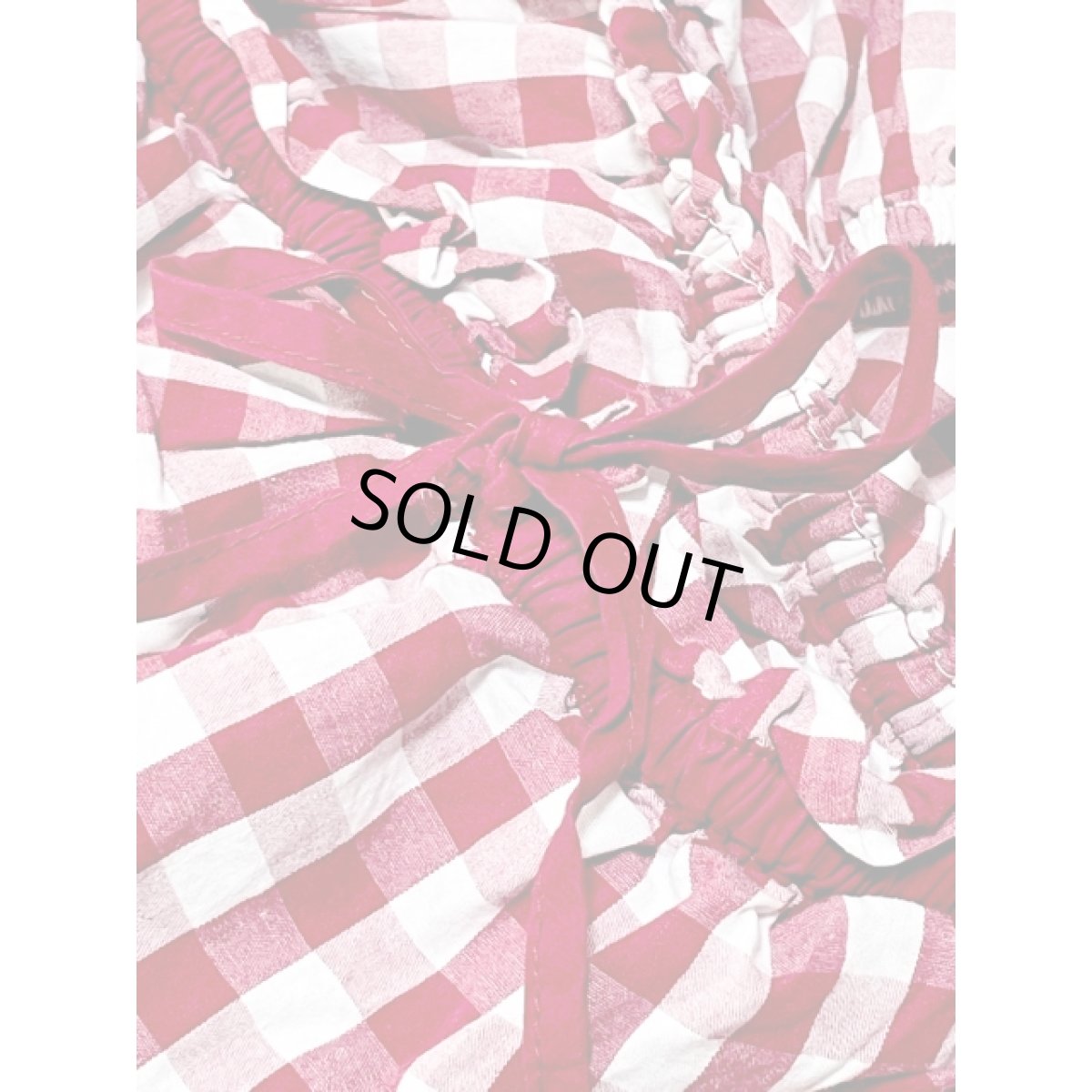 画像9: ギンガムチェック 両肩リボン レトロ 古着 シャツ 長袖 ヴィンテージトップス (9)