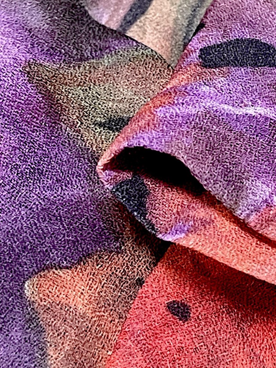 画像13: アート柄 プリーツ切り替え ウエストゴム レトロ USA古着 ヴィンテージワンピース (13)