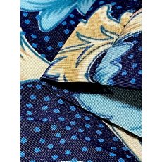 画像13: 花柄 ドット プリーツ切り替え ネイビー ウエストゴム レトロ USA古着 ヴィンテージワンピース (13)