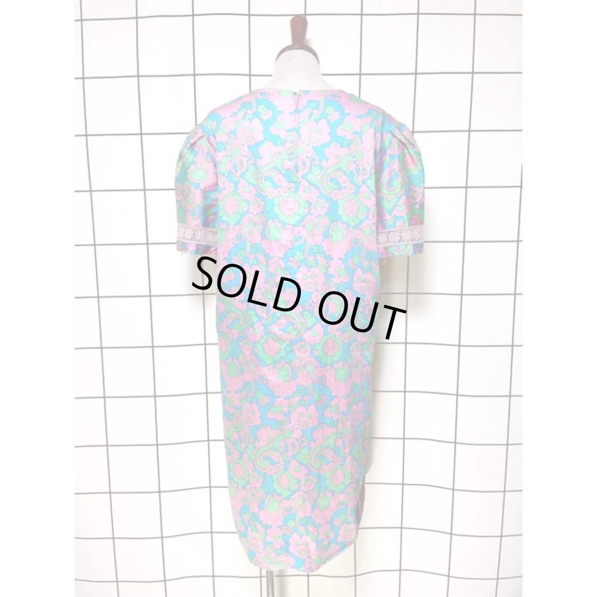 画像2: レトロサイケ レース 花柄 レトロ USA古着 ヴィンテージワンピース (2)