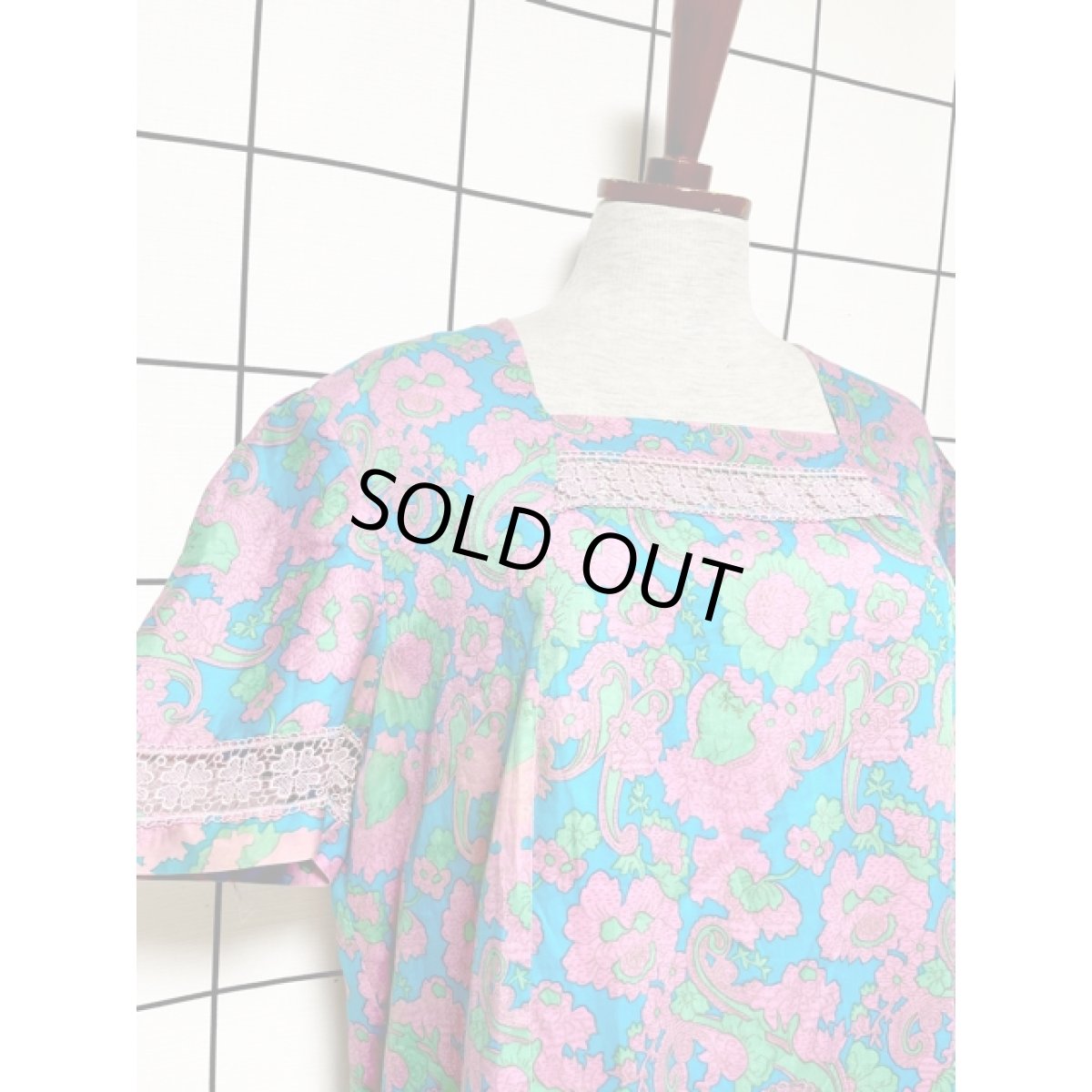 画像6: レトロサイケ レース 花柄 レトロ USA古着 ヴィンテージワンピース (6)