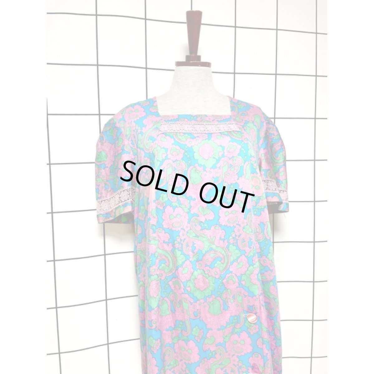 画像3: レトロサイケ レース 花柄 レトロ USA古着 ヴィンテージワンピース (3)