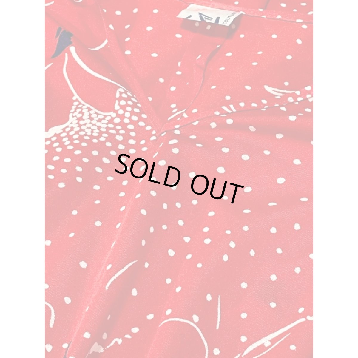 画像11: ドット レッド ウエストゴム ノースリーブ レトロ USA古着 ヴィンテージワンピース (11)