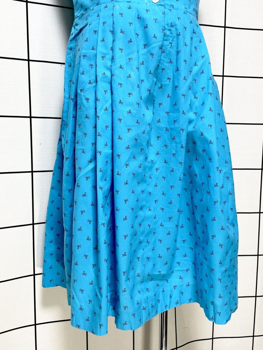 画像10: 小花柄 ライトブルー ノースリーブ クラシカル ディアンドル レトロ ヴィンテージ チロルワンピース (10)