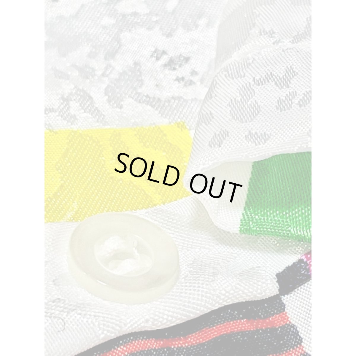 画像10: スクエア 織り模様 カラフル ホワイト 後ろボタン レトロ USA古着 ヴィンテージブラウス (10)