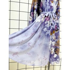 画像10: プリーツ切り替え 花柄 首元フリル リボン ウエストゴム レトロ USA古着 ヴィンテージワンピース (10)