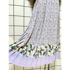 画像9: 総花柄 レース襟 プリーツ切り替え ガーリー レトロ Guatemala 古着 ヴィンテージワンピース (9)
