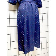 画像8: ドット ネイビー レトロ USA古着 ヴィンテージワンピース (8)