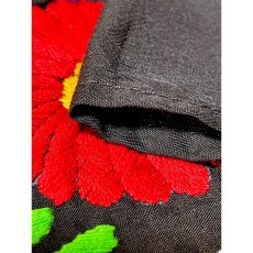 画像12: メキシカン刺繍 花刺繍 ブラウン フォークロア 半袖 レトロ Mexico 古着 ヴィンテージメキシカンミニドレス (12)
