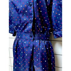 画像7: ドット ネイビー レトロ USA古着 ヴィンテージワンピース (7)
