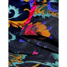 画像10: ショート丈 花柄 ブラックレトロ  USA古着 シャツ ヴィンテージブラウス (10)