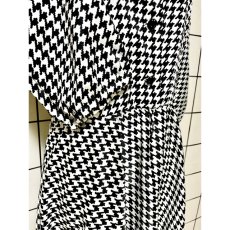 画像7: 千鳥格子柄 モノクロ ウエストゴム レトロ USA古着 ヴィンテージワンピース (7)