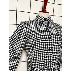 画像6: 千鳥格子柄 モノクロ ウエストゴム レトロ USA古着 ヴィンテージワンピース (6)