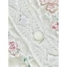 画像12: 花刺繍 フリル レース リボン ホワイト レトロ USA古着 ヴィンテージドレス  (12)