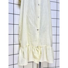 画像8: 花刺繍 イエロー 前開き 半袖 レトロ USA古着 ヴィンテージワンピース (8)