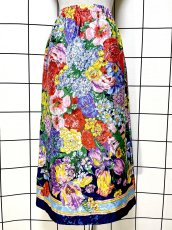 画像1: 花柄 ウエストゴム レトロ USA古着 ヴィンテージスカート (1)