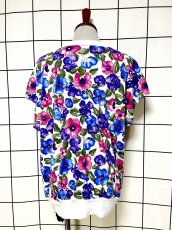 画像2: 花柄 ホワイト プルオーバー レトロ USA古着 シャツ ヴィンテージトップス (2)