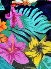 画像12: 花柄リボンタイ付 前開き グリーン 半袖 レトロ USA古着 ヴィンテージワンピース (12)