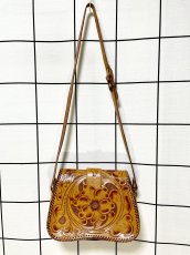 画像3: 型押し カービング レザー 彫り レディース ヴィンテージ ショルダーバッグ 鞄 (3)