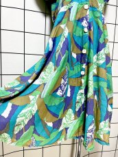 画像10: リーフ柄 前開き レトロ USA古着 ヴィンテージワンピース (10)