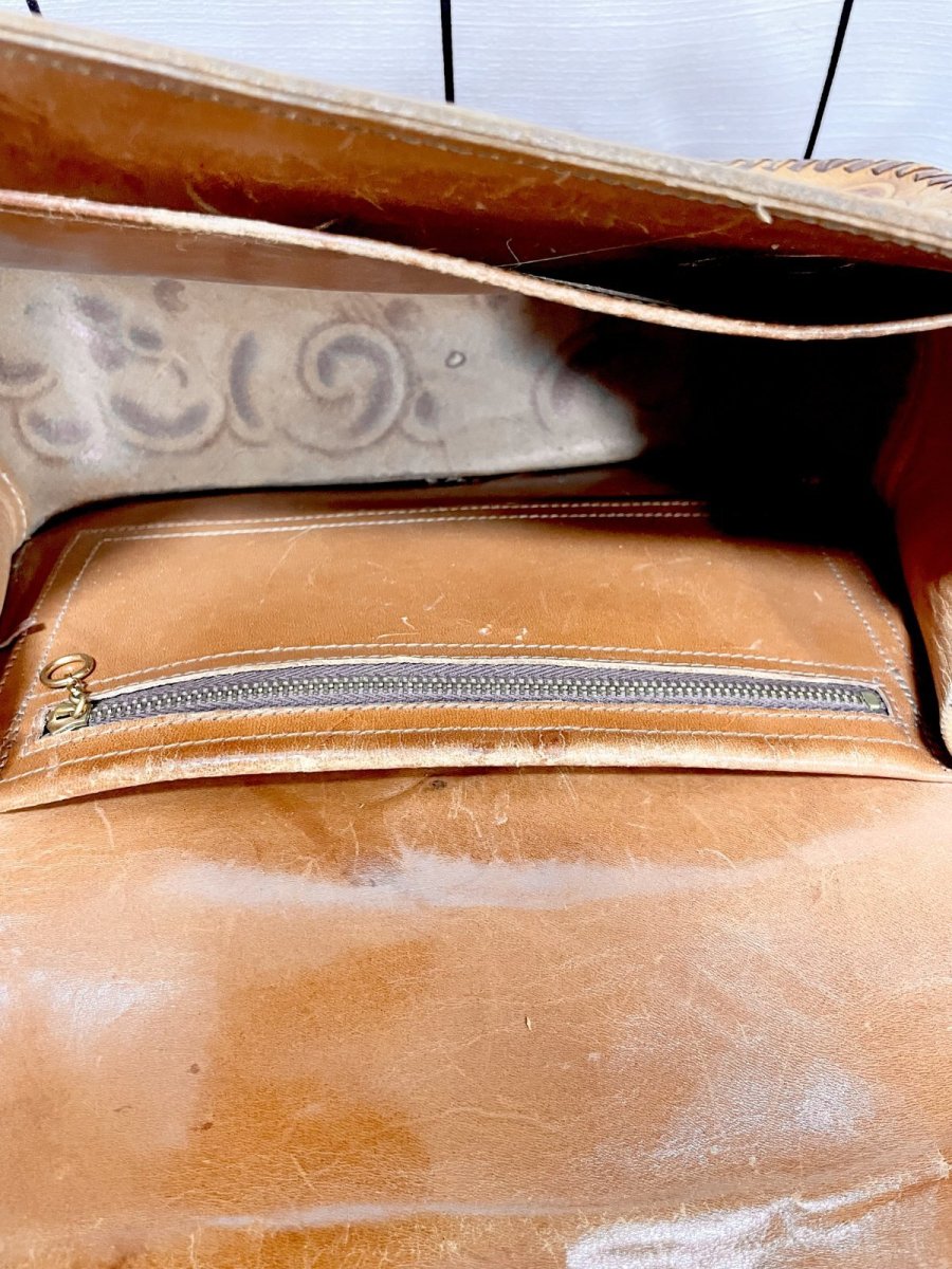 画像11: 型押し カービング レザー 彫り レディース ヴィンテージ ショルダーバッグ 鞄 (11)