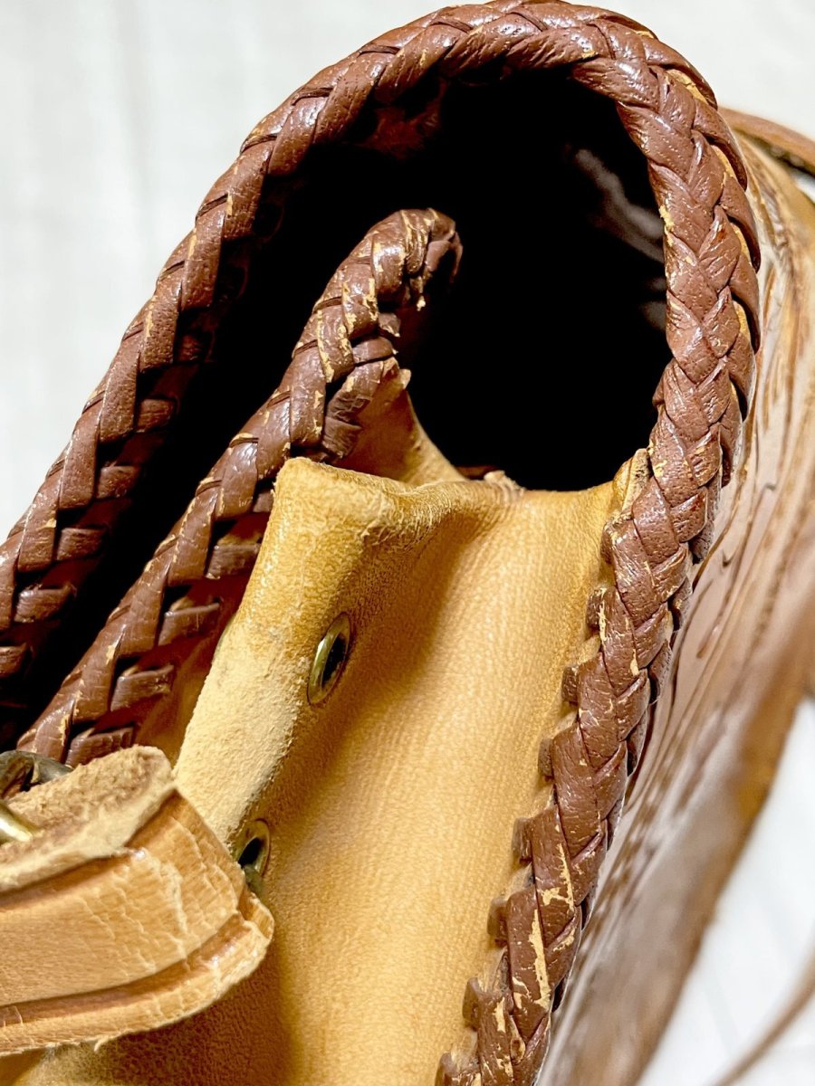 画像14: 型押し カービング レザー 彫り レディース ヴィンテージ ショルダーバッグ 鞄 (14)