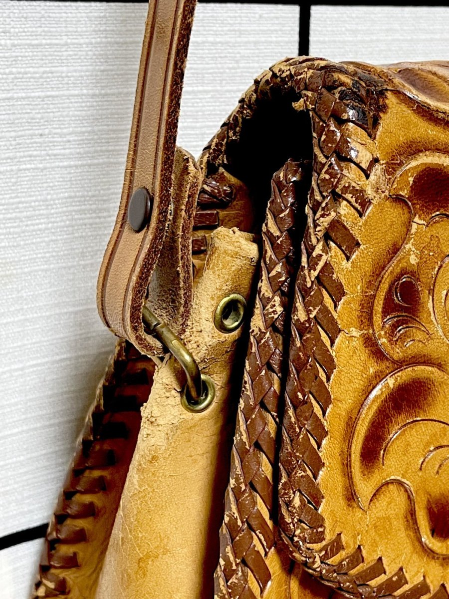 画像7: 型押し カービング レザー 彫り レディース ヴィンテージ ショルダーバッグ 鞄 (7)