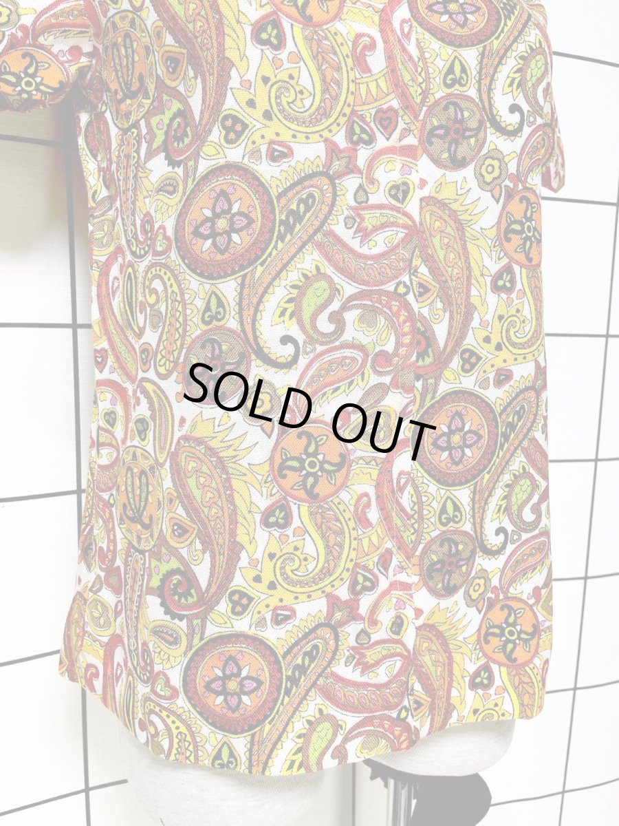 画像7: ペイズリー ハート プルオーバー レトロサイケ USA古着 シャツ ヴィンテージトップス (7)