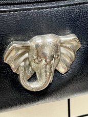 画像4: ゾウ ブラック レザー レディース レトロ古着 ヴィンテージ ショルダーバッグ 鞄 (4)