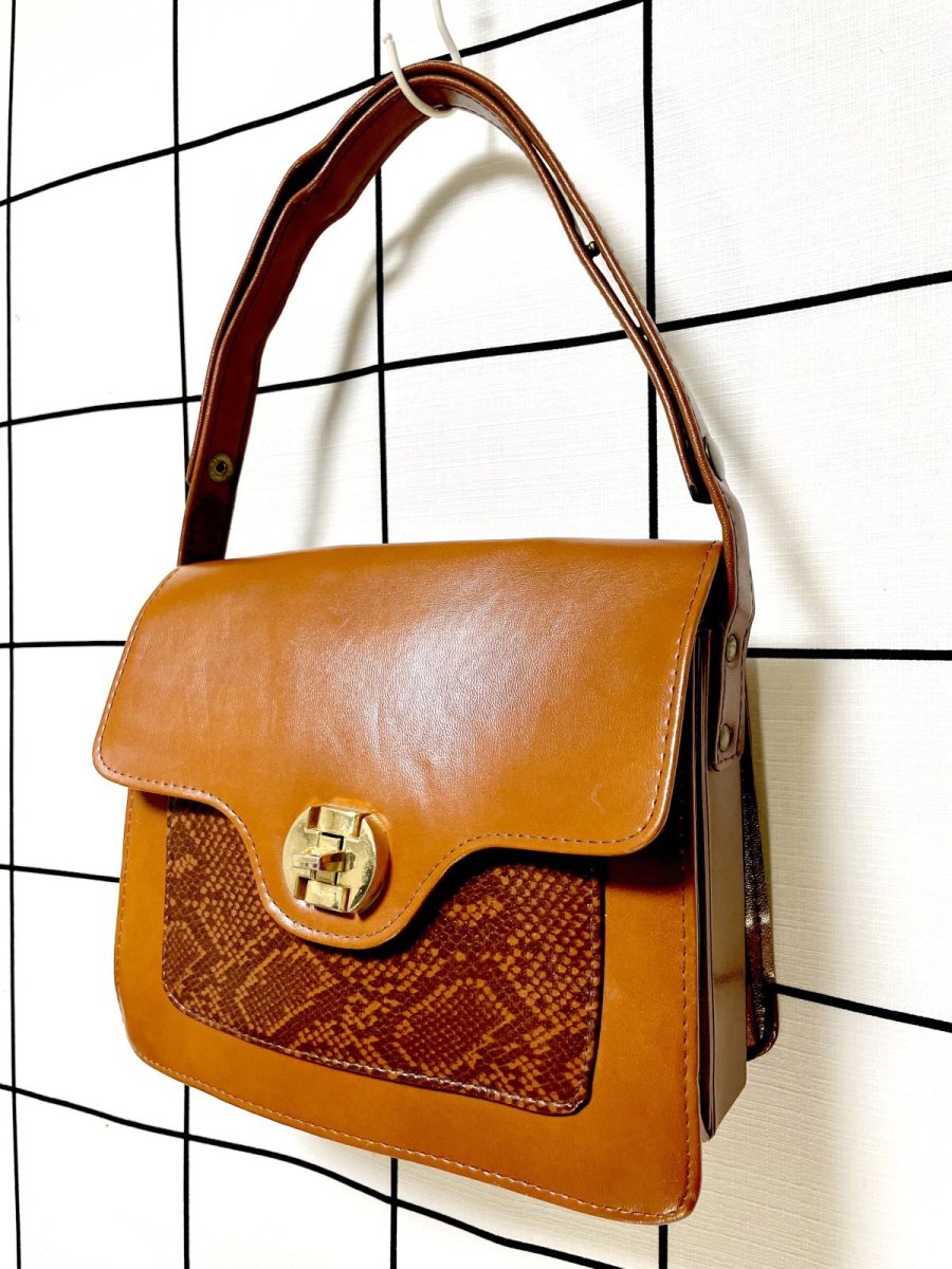 画像11: 2WAY フェイクレザー レディース レトロ古着 ヴィンテージ ショルダーバッグ 鞄 (11)