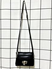 画像2: ゾウ ブラック レザー レディース レトロ古着 ヴィンテージ ショルダーバッグ 鞄 (2)