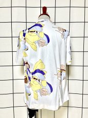 画像2: 花柄 ホワイト レトロ USA古着 シャツ ヴィンテージブラウス (2)